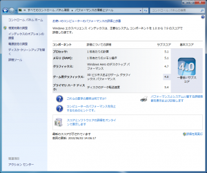 Windowsエクスペリエンスインデックス